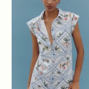 Maeve/anthropologie Lilian button front midi dress. Vacation, garden party.